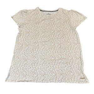 BCBG Max Azria Animal Print Shirt Pleated Cap Sleeve,‎ Women Small